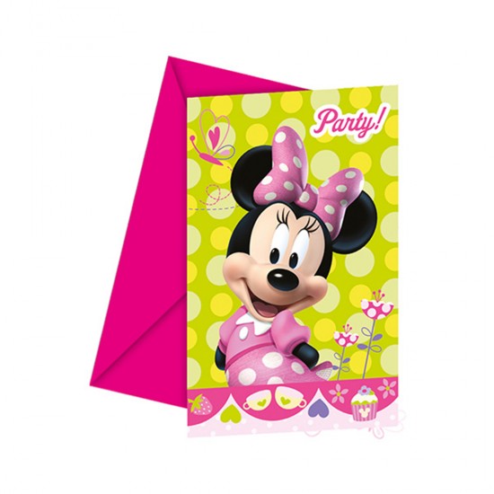 Minnie Mause Temalı Parti Davetiyesi (6 Adet)