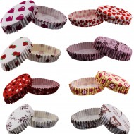 Cupcake Kalıbı Pet Kapsül Oval Desenli Kek Kalıbı (100 Adet) F11