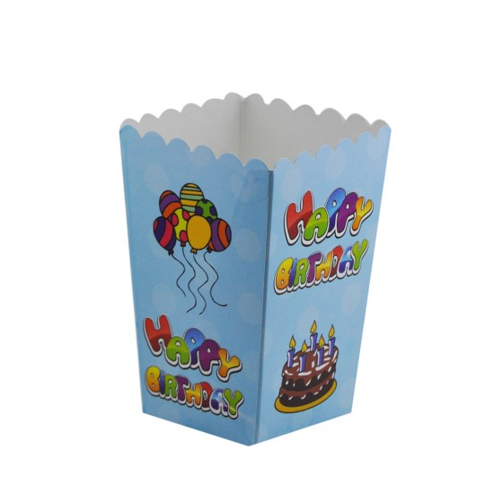 Popcorn Kutusu Karton Happy Birthday (Mısır Kutusu) (10 Adet) Popcorn Kutusu Karton Happy Birthday (Mısır Kutusu) (10 Adet)