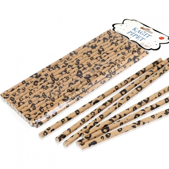 Leopar Desenli Kağıt Pipet (25 Adet) Leopar Desenli Kağıt Pipet (25 Adet)