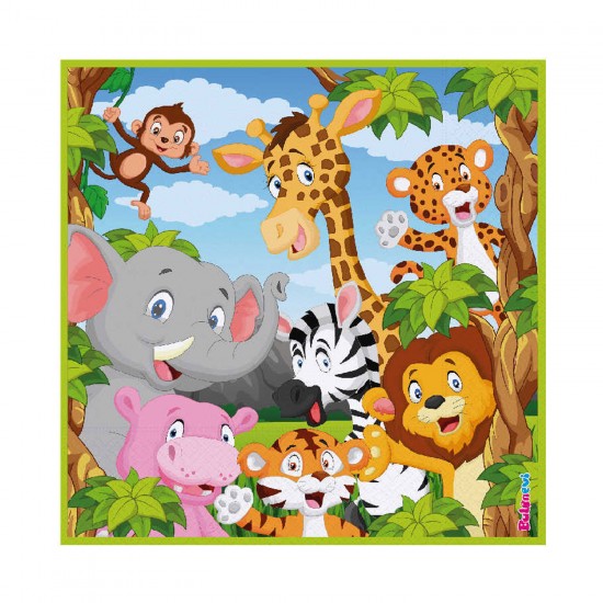 Safari Serisi Hayvanlar Temalı Kağıt Peçete 33X33 CM (16 Adet)