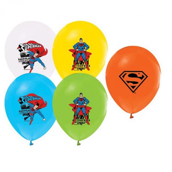 Superman Temalı Balon 4+1 Pastel Renk  (20 Adet)