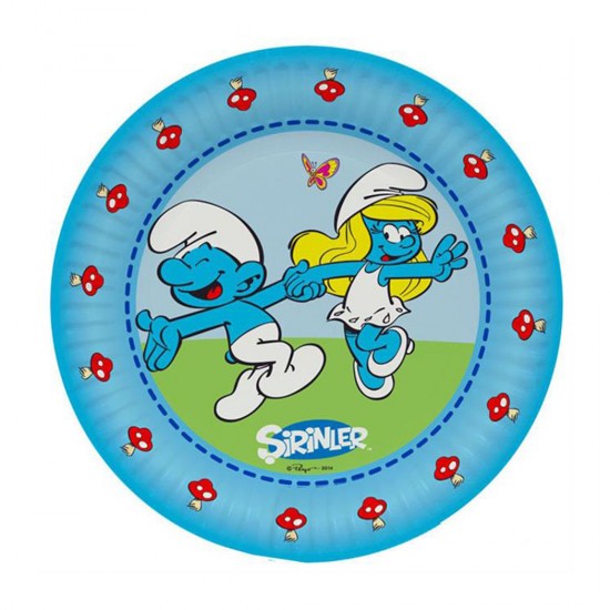 Şirinler Temalı Karton Tabak 23 Cm (8 Adet) Şirinler Temalı Karton Tabak 23 Cm (8 Adet)
