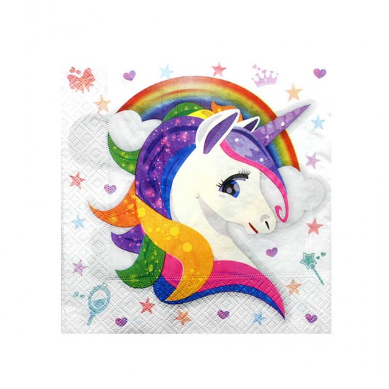 Unicorn Temalı Kağıt Peçete 33X33 Cm (16 Adet) Unicorn Temalı Kağıt Peçete 33X33 Cm (16 Adet)