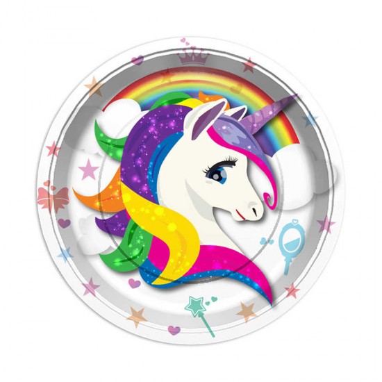 Unicorn Temalı Karton Tabak 23 Cm (8 Adet) Unicorn Temalı Karton Tabak 23 Cm (8 Adet)