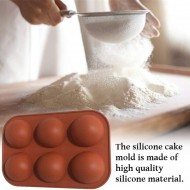 Kek Kalıbı Yarım Top Pişirme Kalıbı  Silikon Tepsi Buz Topu Çikolata Kalıbı 6 Lı 