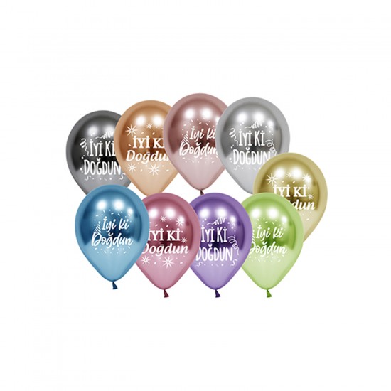 Krom Balon İyiki Doğdun Baskılı Parlak (5 Adet) Krom Balon İyiki Doğdun Baskılı Parlak (5 Adet)