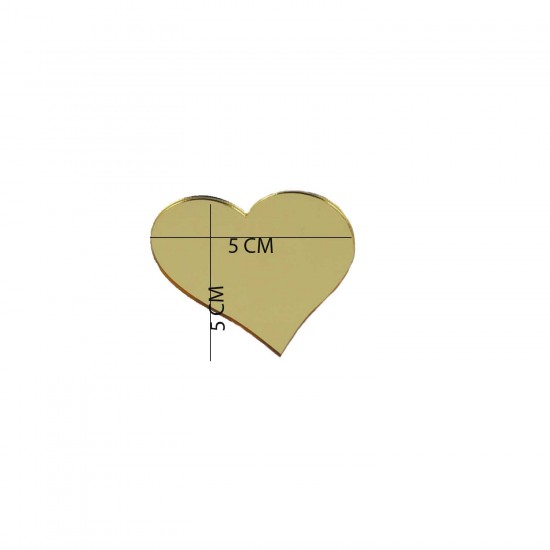 Pleksi Aynalı Kalp - Flexi Kalp 5X5 Cm Yapışkanlı (10 Adet)