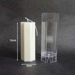 Poli Karbon Mum Kalıbı Altı Köşeli  15 CM 6239 Poli Karbon Mum Kalıbı Altı Köşeli  15 CM 6239