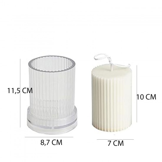 Poli Karbon Mum Kalıbı Dik Çizgili 11.5X8.7 CM Poli Karbon Mum Kalıbı Dik Çizgili 11.5X8.7 CM