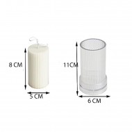 Poli Karbon Mum Kalıbı Dik Çizgili 11X6 CM Poli Karbon Mum Kalıbı Dik Çizgili 11X6 CM