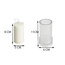 Poli Karbon Mum Kalıbı Dik Çizgili 11X6 CM Poli Karbon Mum Kalıbı Dik Çizgili 11X6 CM