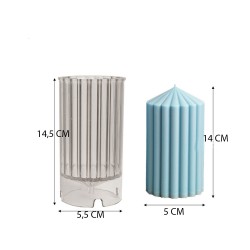 Poli Karbon Sert Plastik  Mum Kalıbı Dik Çizgili Kule Şekilli 14,5X5,5  CM  Poli Karbon Sert Plastik  Mum Kalıbı Dik Çizgili Kule Şekilli 14,5X5,5  CM
