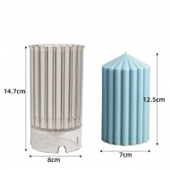 Poli Karbon Sert Plastik  Mum Kalıbı Dik Çizgili Kule Şekilli 14,7X8  CM  Poli Karbon Sert Plastik  Mum Kalıbı Dik Çizgili Kule Şekilli 14,7X8  CM