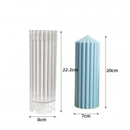 Poli Karbon Sert Plastik  Mum Kalıbı Dik Çizgili Kule Şekilli 22,2 CM  Poli Karbon Sert Plastik  Mum Kalıbı Dik Çizgili Kule Şekilli 22,2 CM