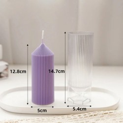 Poli Karbon Sert Plastik  Mum Kalıbı Dik İnce Çizgili 14.7X5.4 CM  Poli Karbon Sert Plastik  Mum Kalıbı Dik İnce Çizgili 14.7X5.4 CM