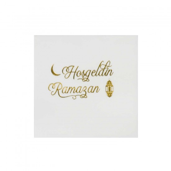 Hoşgeldin Ramazan Yazılı Kağıt Peçete Varaklı 33X33 CM (16 Adet) Hoşgeldin Ramazan Yazılı Kağıt Peçete Varaklı 33X33 CM (16 Adet)