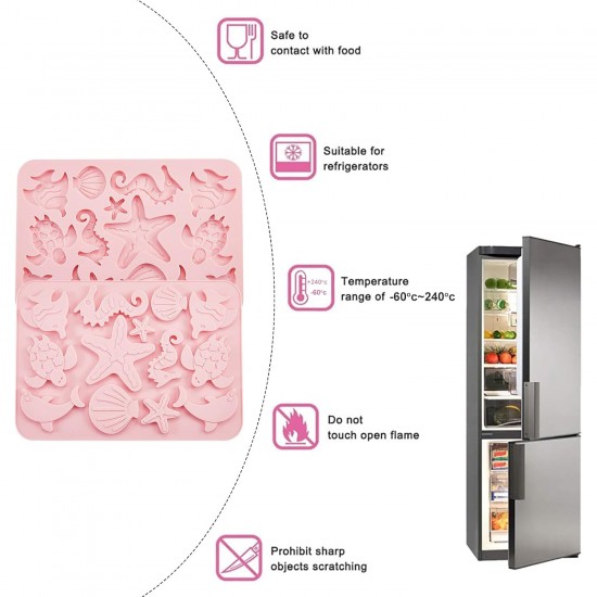 Silikon 13 Farklı Deniz Canlıları Figürleri Çikolata Ve Jelibon Kalıbı