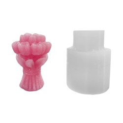 Silikon 3D 13 Güllü Çiçek Buketi Mum Kalıbı