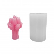 Silikon 3D Lale Buketi Mum Kalıbı
