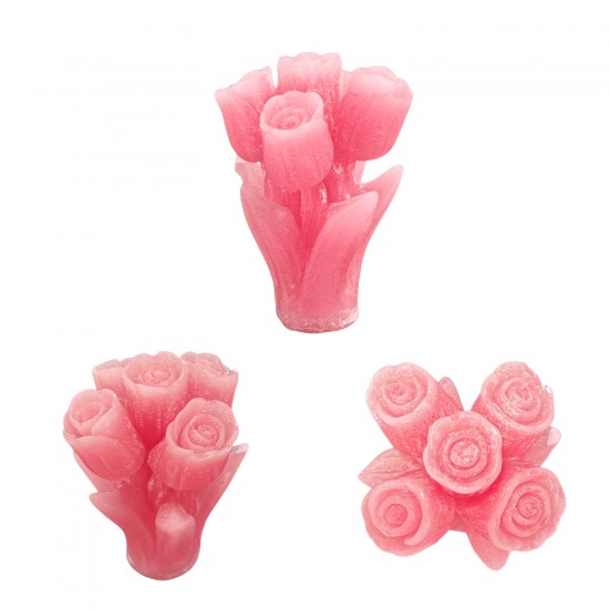 Silikon 3D 5 Güllü Çiçek Buketi Mum Kalıbı Silikon 3D 5 Güllü Çiçek Buketi Mum Kalıbı
