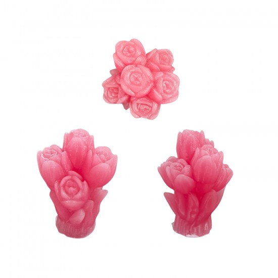 Silikon 3D 6 Güllü Çiçek Buketi Mum Kalıbı