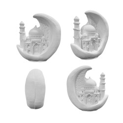 Silikon 3D Ay Hilal İçinde Cami Model Taş Tozu Kalıbı Silikon 3D Ay Hilal İçinde Cami Model Taş Tozu Kalıbı