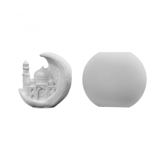 Silikon 3D Ay Hilal İçinde Cami Model Taş Tozu Kalıbı Silikon 3D Ay Hilal İçinde Cami Model Taş Tozu Kalıbı