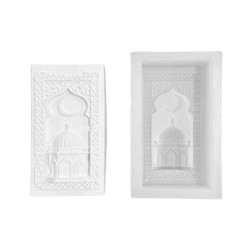 Silikon 3D Cami ve Ay Hilal Motifli Taş Tozu ve Mum Kalıbı
