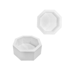 Silikon 3D Çokgen Kenarlı Taş Tozu Saksı ve Mumluk Kalıbı