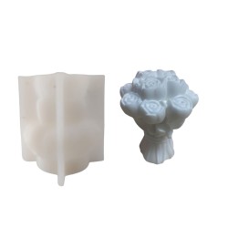 Silikon 3D Kalıp Yapraklı Gül Kalıb Mum  Taş Tozu ve Beton Kalıbı 10X10CM 