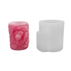 Silikon 3D Kabartmalı Aslan Şeklinde Sütun Mum Kalıbı