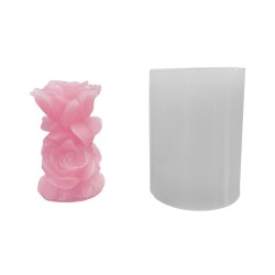 Silikon 3D Vazo Formlu Gül Mum Kalıbı
