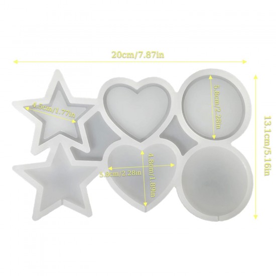 Silikon Çok Şekilli Lolipop Kalıbı (Yıldız, Yuvarlak, Daire) - Şeker & Çikolata Kalıbı