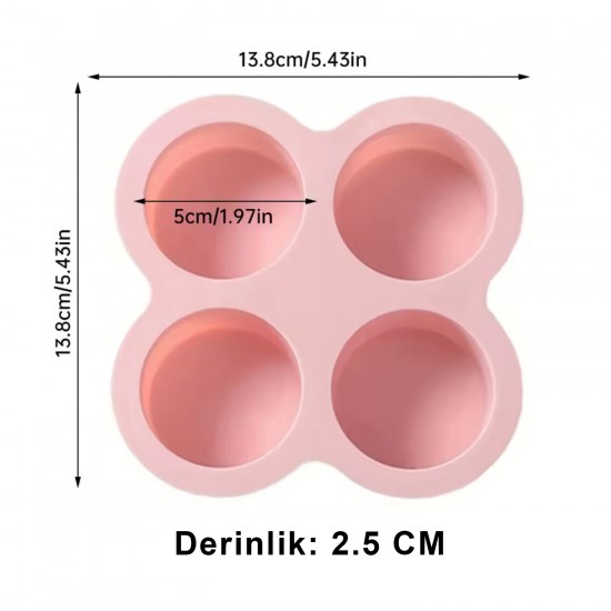 Silikon Derin Yuvarlak Çikolata Ve Kek Pişirme Kalıbı 4 Lü