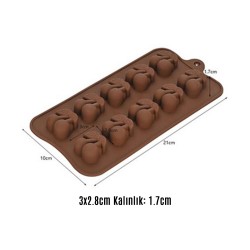 Silikon Kalıp Çikolata Ve Buz Kiraz Şeker Hamuru Kek Kalıbı 15 Li