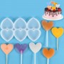 Silikon Kalıp Kalp Model Bombeli ve Düz Şeker Lolipop Kalıbı 6 Lı