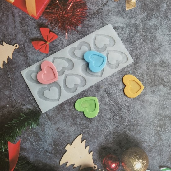 Silikon Kalp Desenli Çikolata ve Şeker Kalıbı 8 Li