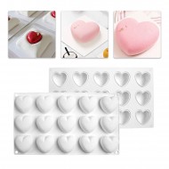 Silikon Kek Kalıp Çikolata Bombeli Kalp Kalıbı Mum Şeker Hamuru ve Taş Tozu Kalıbı 15 Li