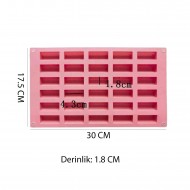 Silikon Kek Kalıp Çikolata Oval Dikdörtgen Buz ve Bar Sabun Kalıbı 30 Lu