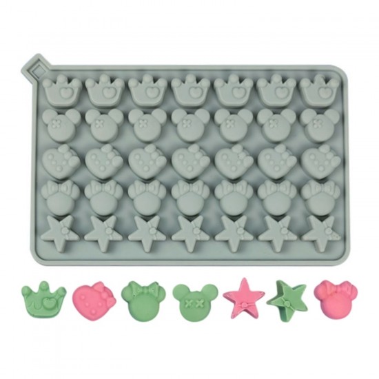 Silikon Mickey Mouse Ve Kral Tacı Yıldız Figürleri Haribo Çikolata Ve Jelibon Kalıbı Silikon Mickey Mouse Ve Kral Tacı Yıldız Figürleri Haribo Çikolata Ve Jelibon Kalıbı