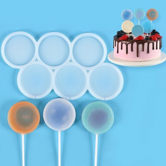 Silikon Yuvarlak Model Bombeli ve Düz Şeker Lolipop Kalıbı 6 Lı Silikon Yuvarlak Model Bombeli ve Düz Şeker Lolipop Kalıbı 6 Lı