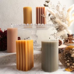 Silindir Çizgili Sütun Mum Silikon Kalıbı Silindir Çizgili Sütun Mum Silikon Kalıbı
